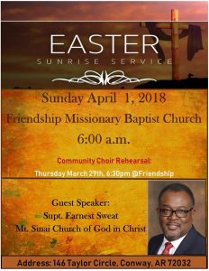 Community Easter Sunrise Service @ Friendship Missionary Baptist Church